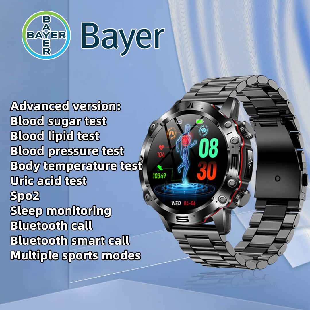 Versión avanzada: mide azúcar en sangre, lípidos en sangre, presión arterial, temperatura corporal, ácido úrico, Spo2, monitoreo del sueño, llamadas Bluetooth, llamadas inteligentes Bluetooth, múltiples modos deportivos, carga inalámbrica