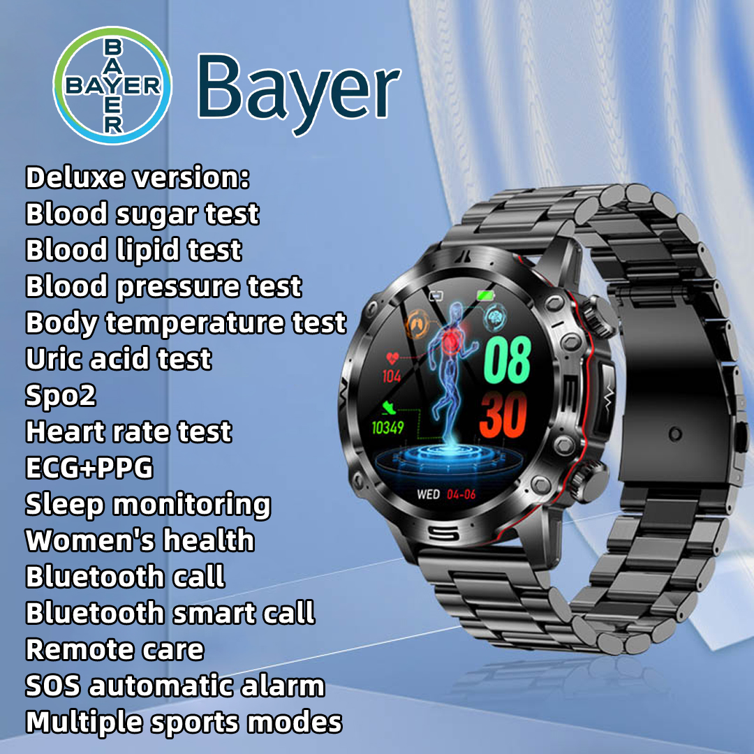 Versión Deluxe: azúcar en sangre, lípidos en sangre, presión arterial, temperatura corporal, ácido úrico, Spo2, frecuencia cardíaca, ECG + PPG, monitoreo del sueño, salud de la mujer, llamadas Bluetooth, llamadas inteligentes Bluetooth, atención remota, alarma automática SOS, múltiples modos deportivos, carga inalámbrica